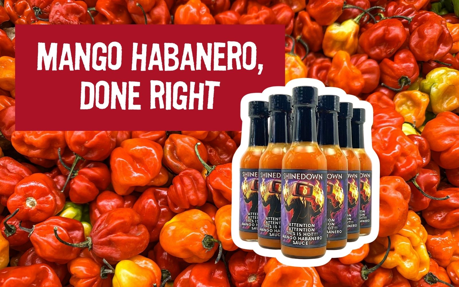 mango habanero sauce red pepper background