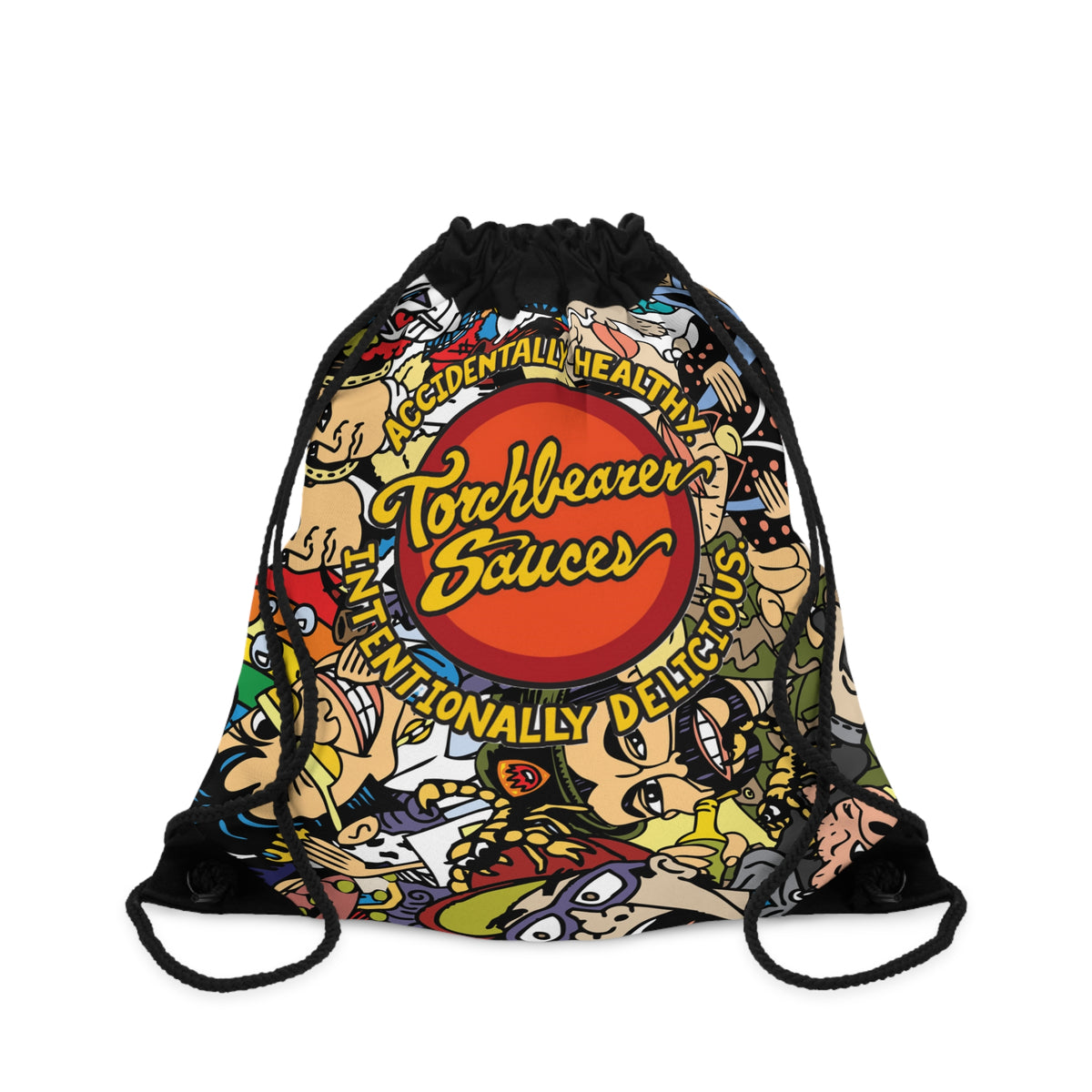Colorful Drawstring Bag Featuring Cartoon Characters