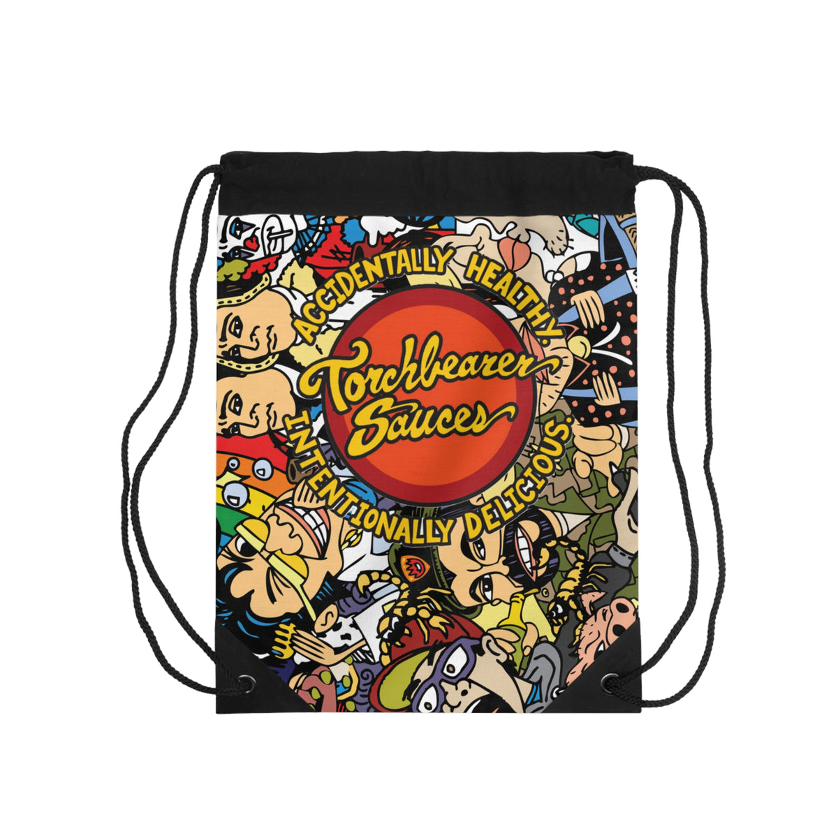 Colorful Drawstring Bag Featuring Cartoon Characters