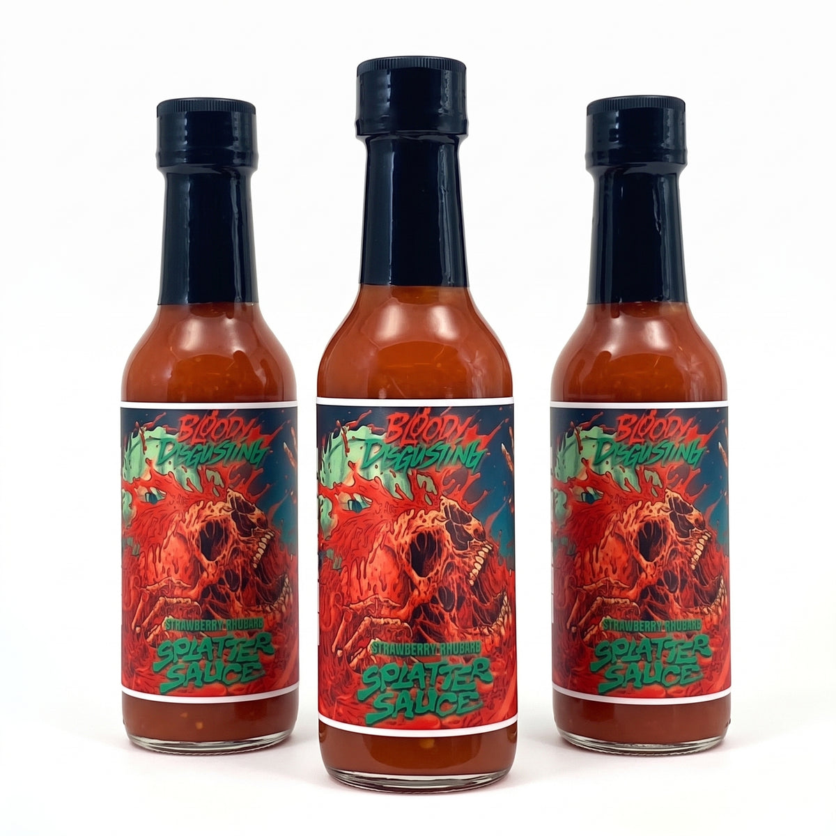 Bloody Disgusting's Splatter Sauce Strawberry and Rhubarb - 3 Bottle Bundle